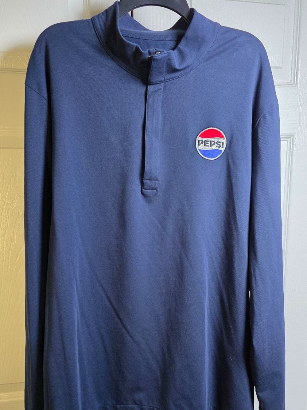 Vintage Pepsi Embroidered Quarter Zip Pullover Sweatshirt Navy Blue Size 2XL